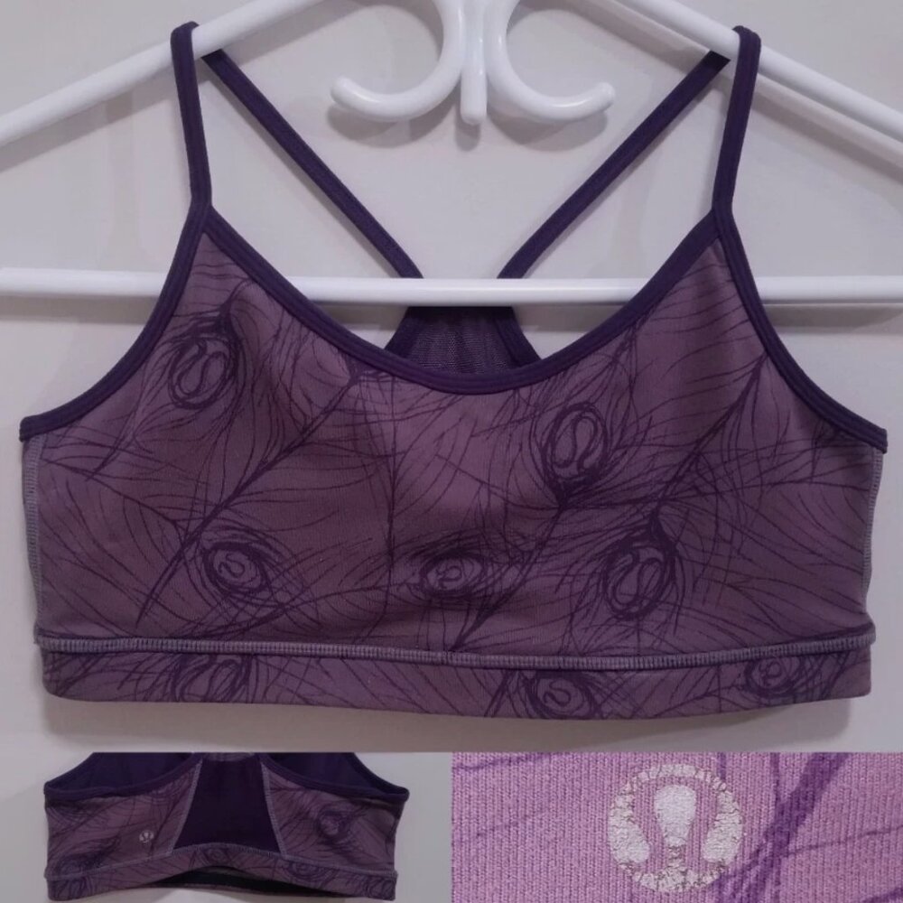 Lululemon Peacock Feathers Sports Bra Medium Woman's Purple Size 8